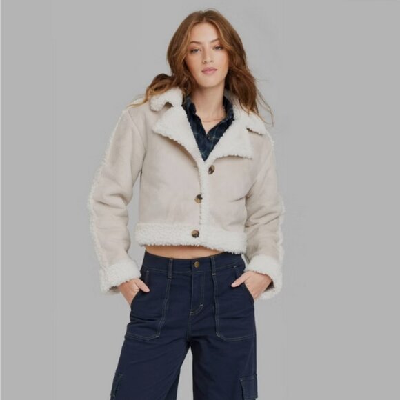 Women's Faux Shearling Jacket - Wild Fable Off-White XS - Picture 1 of 3
